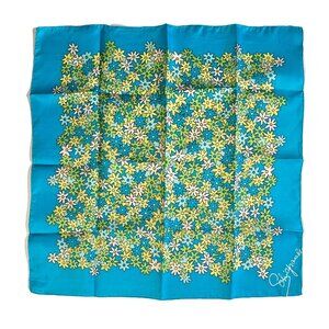 Vintage Schiaparelli Silk Scarf 21” Floral Daisy Print